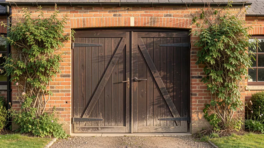 A timber up and over garage door on a Hull home: the classic one-piece style
